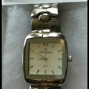 CHARLES RAYMOND WIDE BAND STAINLESS WATCH